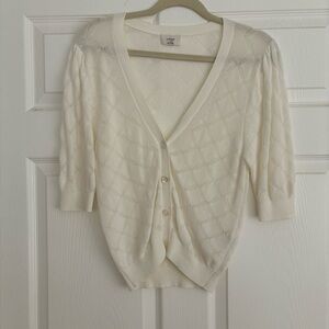 Aritzia Wilfred Short Sleeved V Neck Button Down Rayon Cardigan